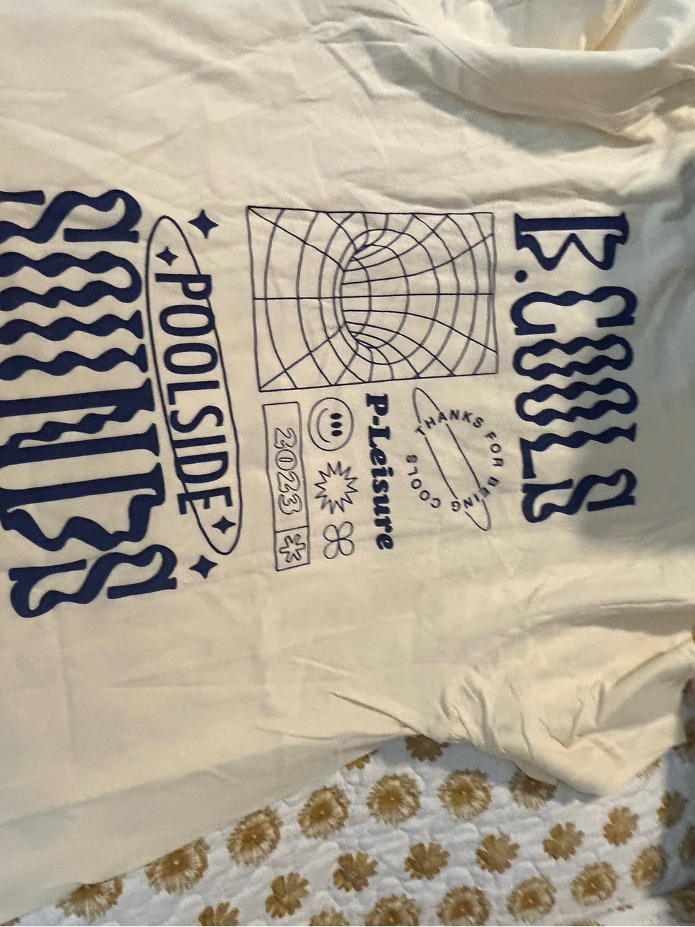 Banana Republic Cream Graphic Tee with Navy Accent